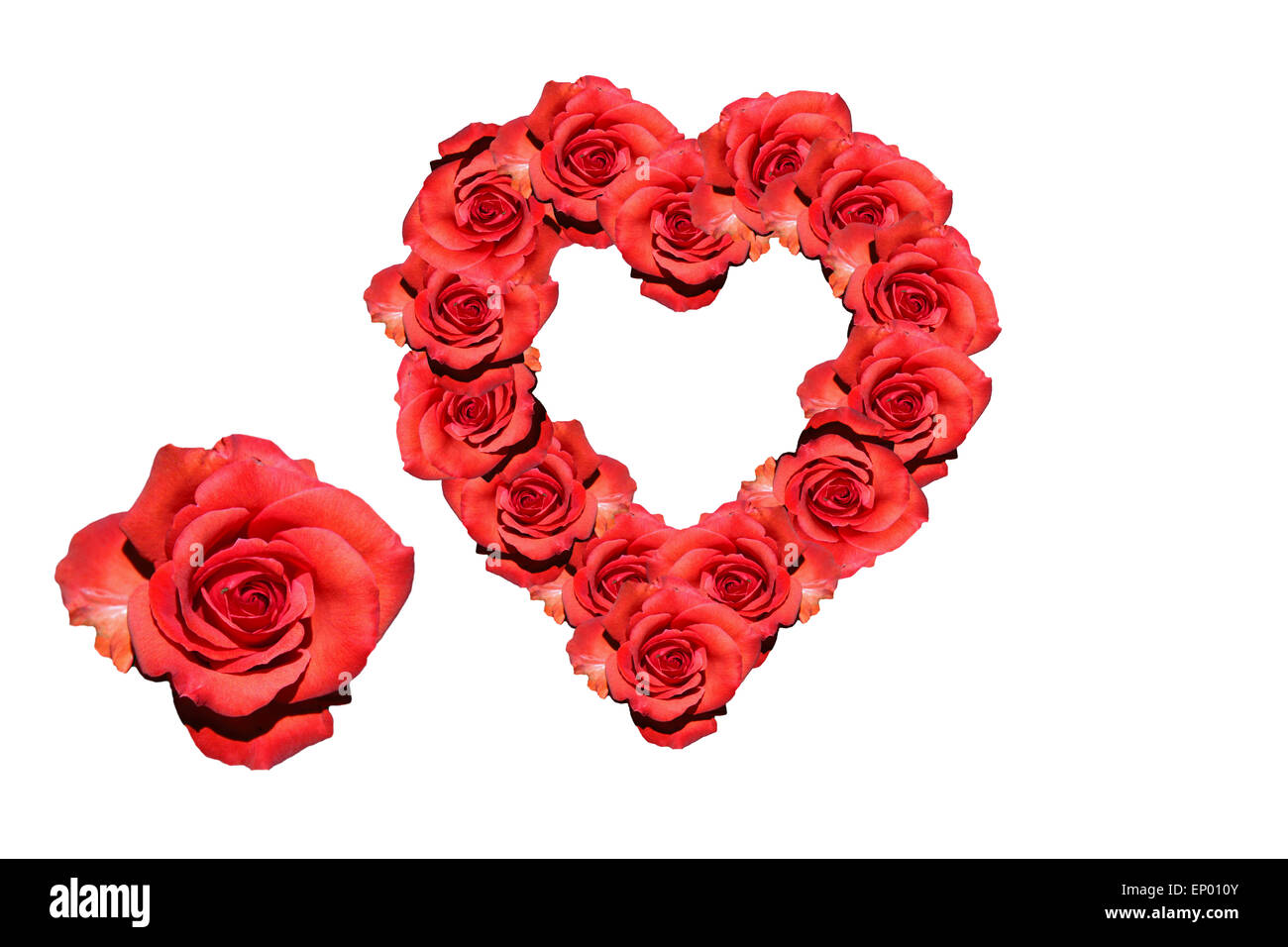 Herz: Rote Rosen - Symbolbild Liebe/ Valentinstag/ heart: red rose - symbolic image for love, affection and Valentines Day. Stock Photo