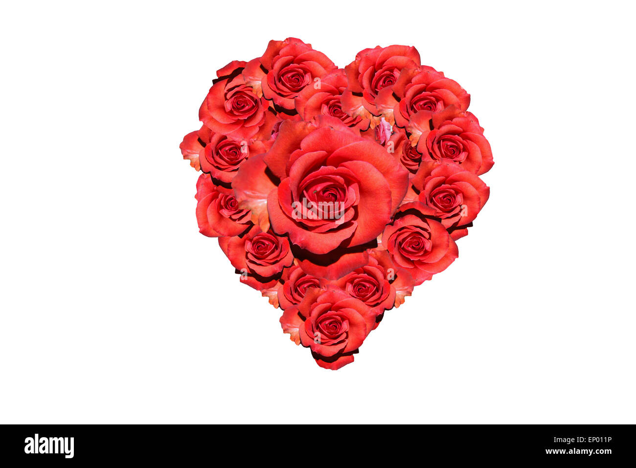 Herz: Rote Rosen - Symbolbild Liebe/ Valentinstag/ heart: red rose - symbolic image for love, afection and Valentines Day. Stock Photo