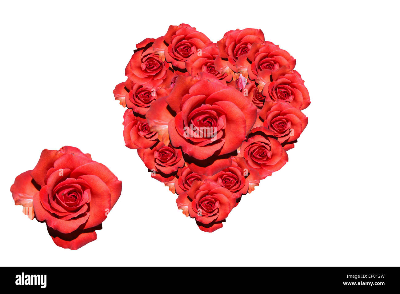 Herz: Rote Rosen - Symbolbild Liebe/ Valentinstag/ heart: red rose - symbolic image for love, afection and Valentines Day. Stock Photo