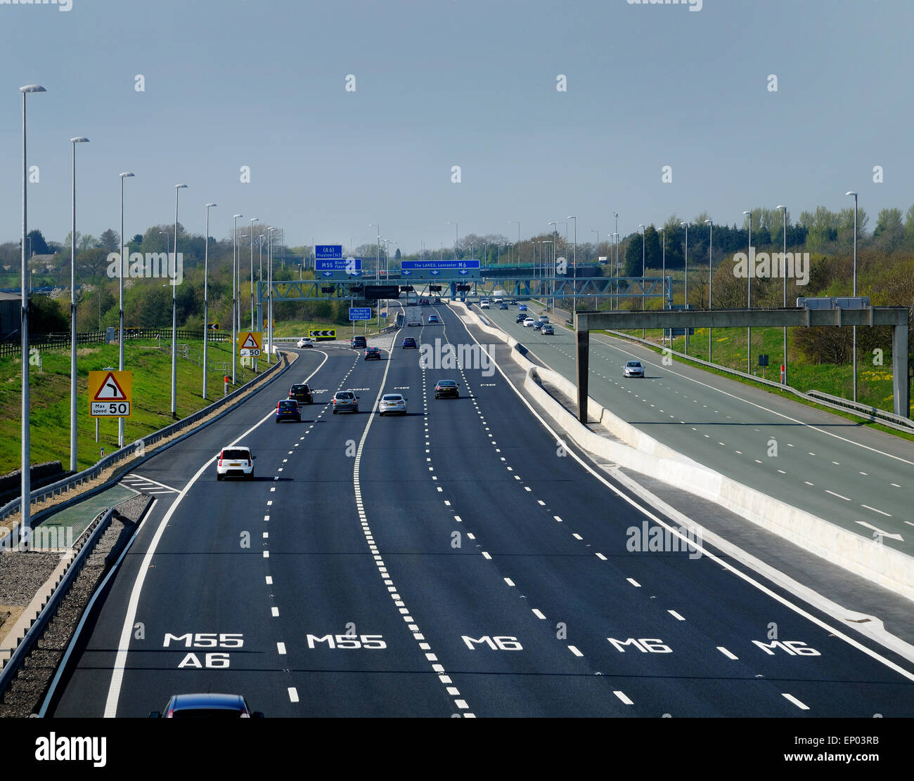 safety barrier central reservation motorway Stock Photo