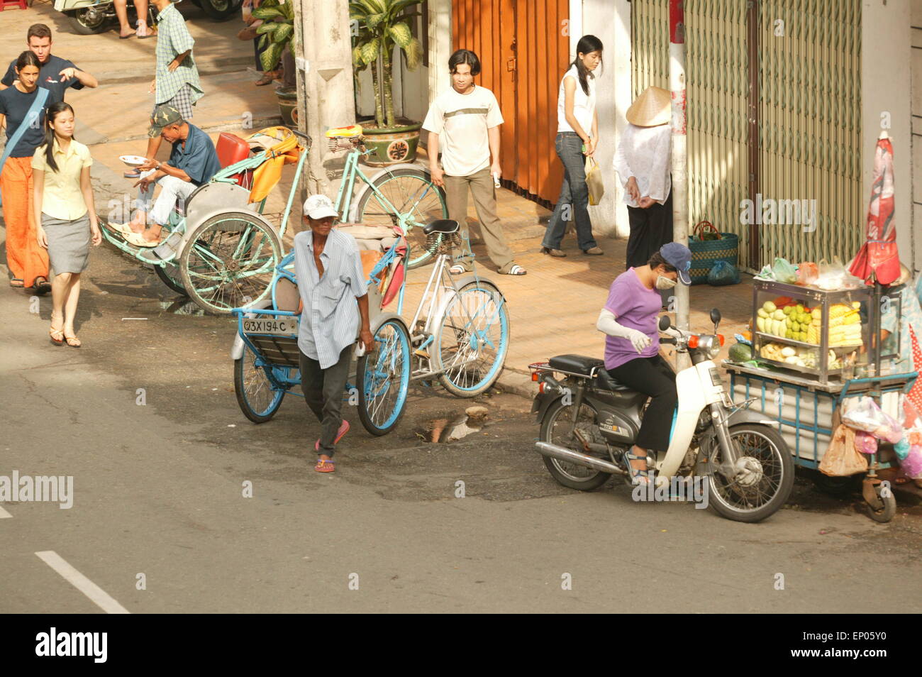 Everyday scene in the city of Hanoi in Vietnam Stock Photo