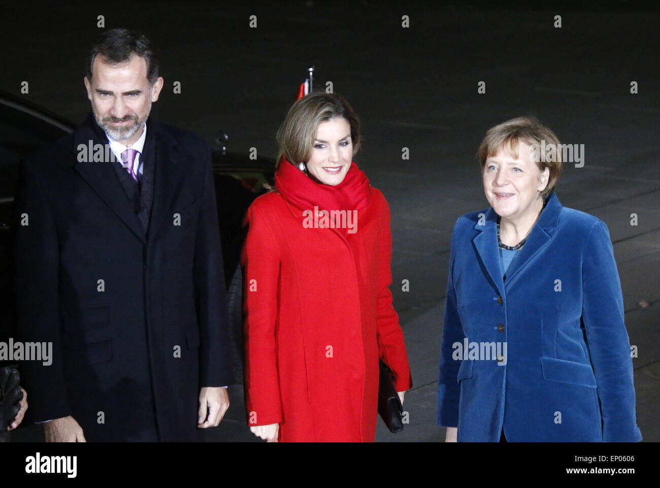 Koenig Felipe VI, Koenigin Letizia von Spanien, BKin Angela Merkel - Treffen der dt. Bundeskanzlerin mit dem spanischen Koenigspaar, Bundeskanzleramt, 1. Dezember 2014, Berlin. Stock Photo