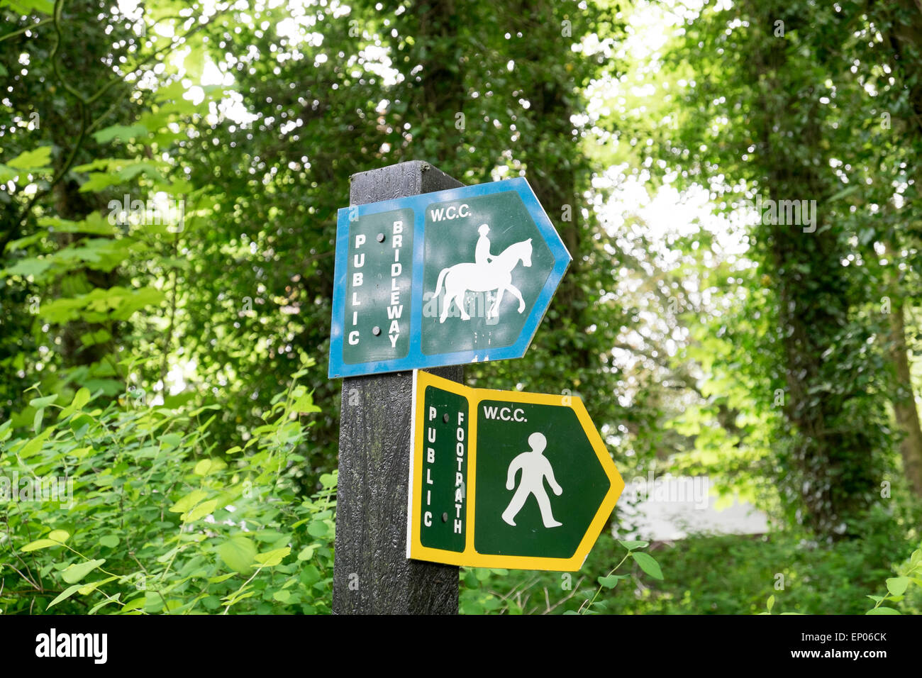 Bridleway and public footpath signs Stock Photo