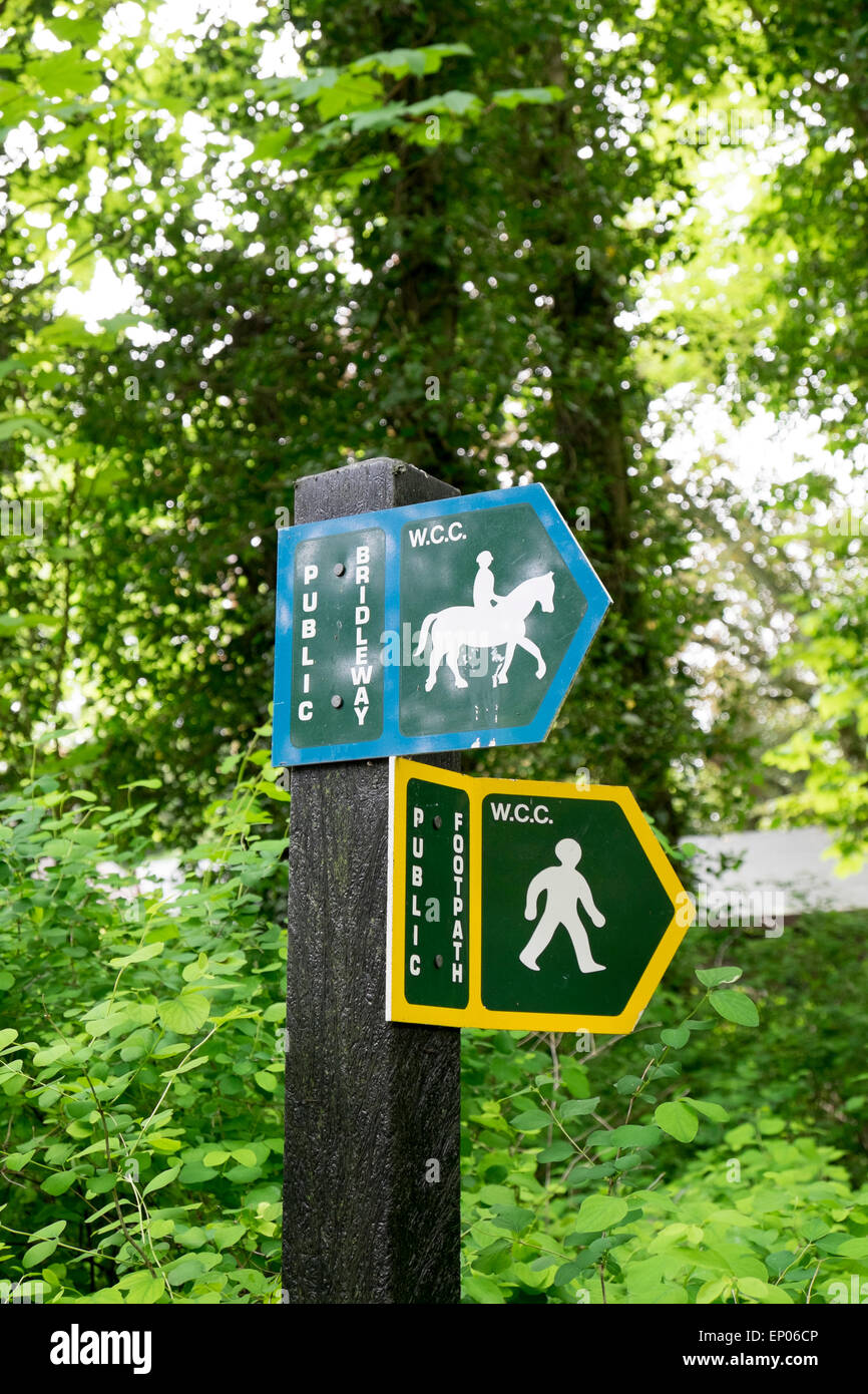 Bridleway and public footpath signs Stock Photo - Alamy