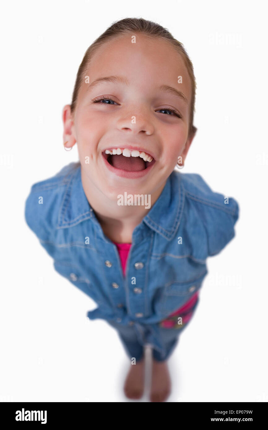 Portrait of a cheerful girl smiling at the camera Stock Photo - Alamy