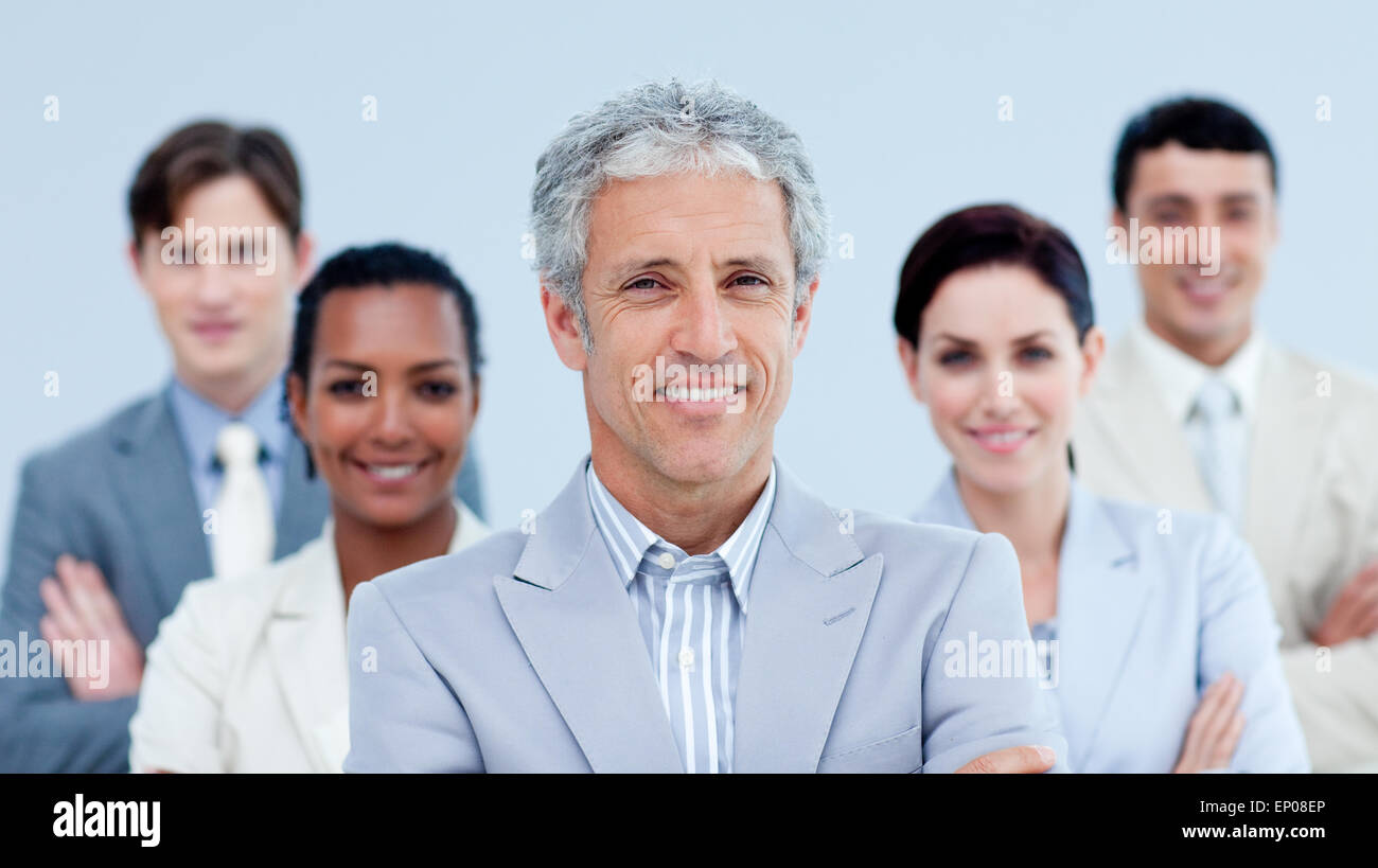Smiling business team showing ethnic diversity Stock Photo - Alamy