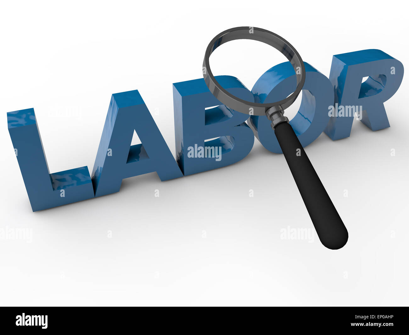 Labor with magnefier over white background Stock Photo