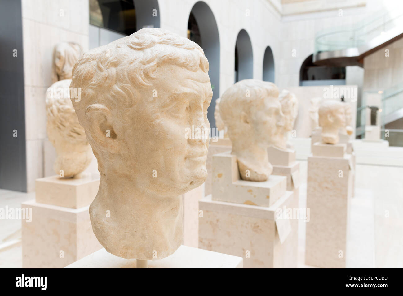 Ancient marble bust of Marcus Antonius in the National Archaeological Museum of Spain, Madrid Stock Photo