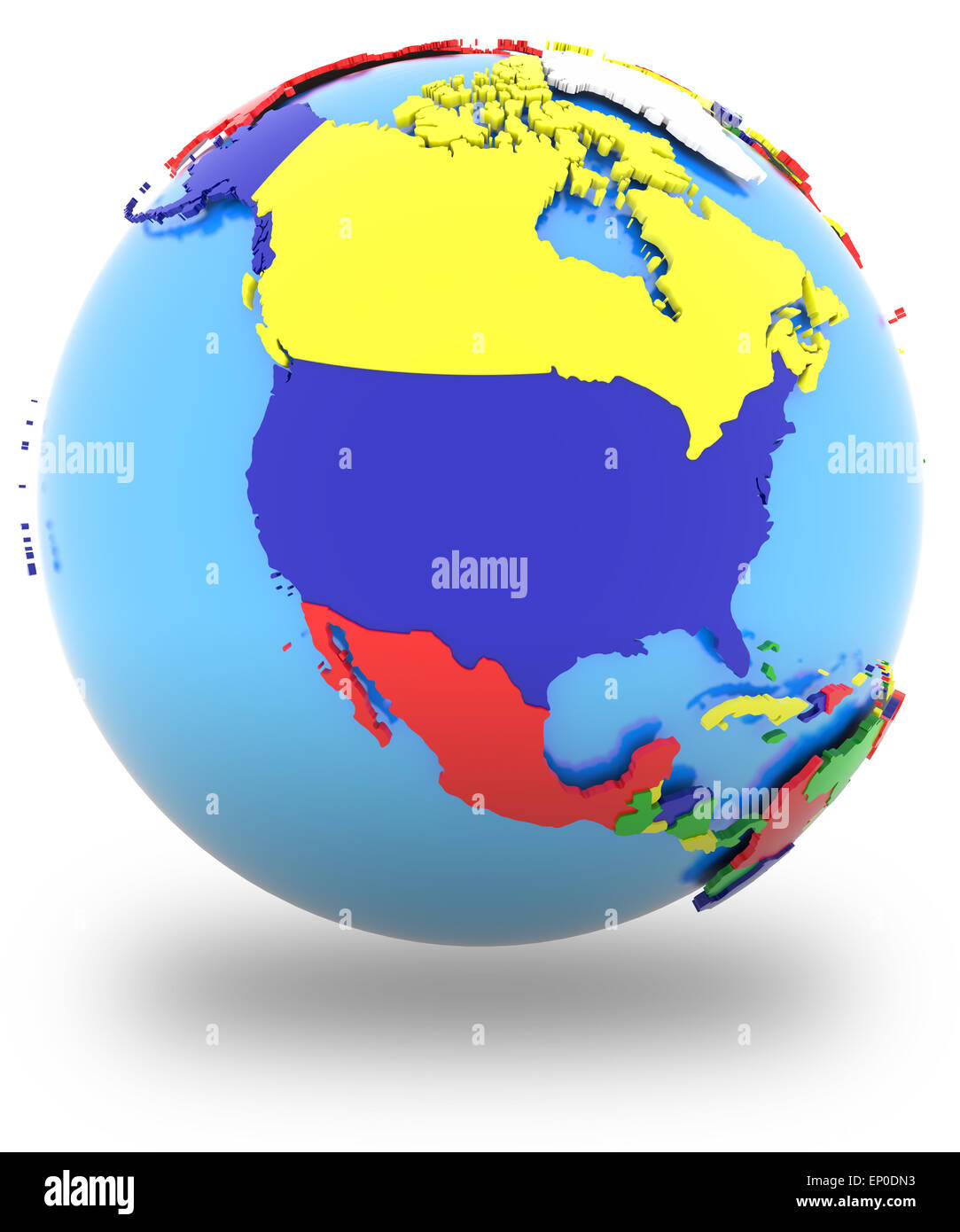 North America, political map of the world with countries in four colours,  isolated on white background Stock Photo - Alamy, image size:1083x1390
