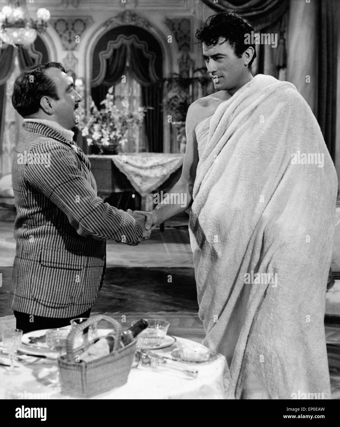 Gregory Peck in einem Szenenfoto. American actor Gregory Peck in scene. 1950s, 1950er Jahre. Stock Photo