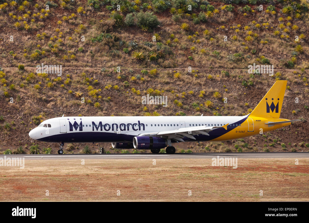A Monarch Airlines Airbus A321 airplane on the ground at Funchal airport,  Madeira, Europe Stock Photo - Alamy