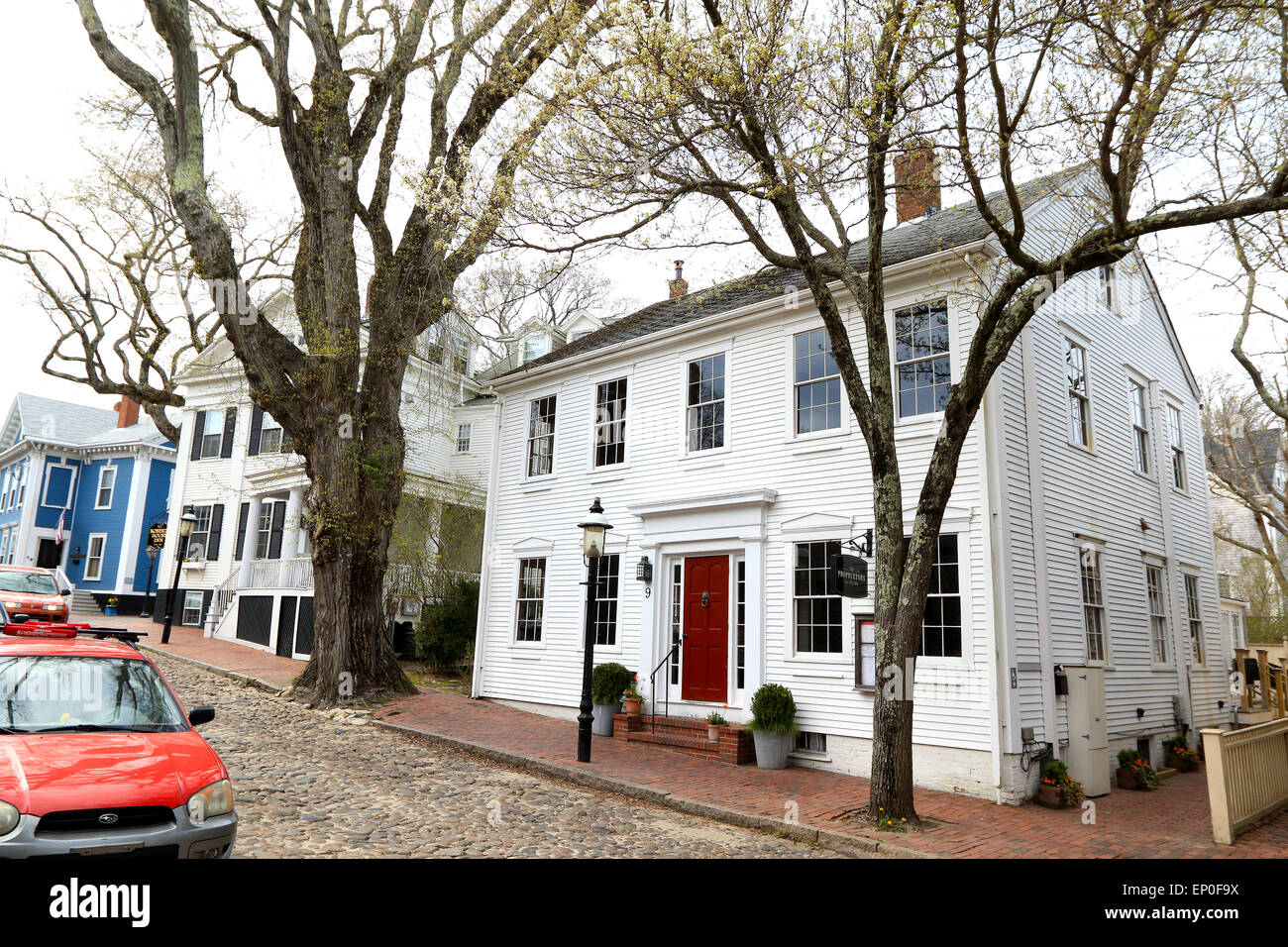 Nantucket Massachusetts on Nantucket Island. Old house on cobbled