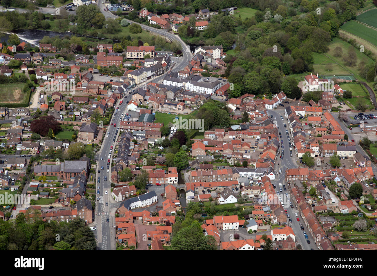 aerial view of the Yorkshire market town Boroughbridge, UK Stock Photo