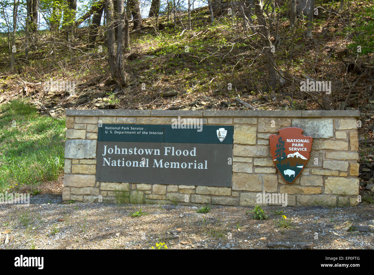 South Fork, PA, USA May 8, 2015 Sign for the Johnstown Flood