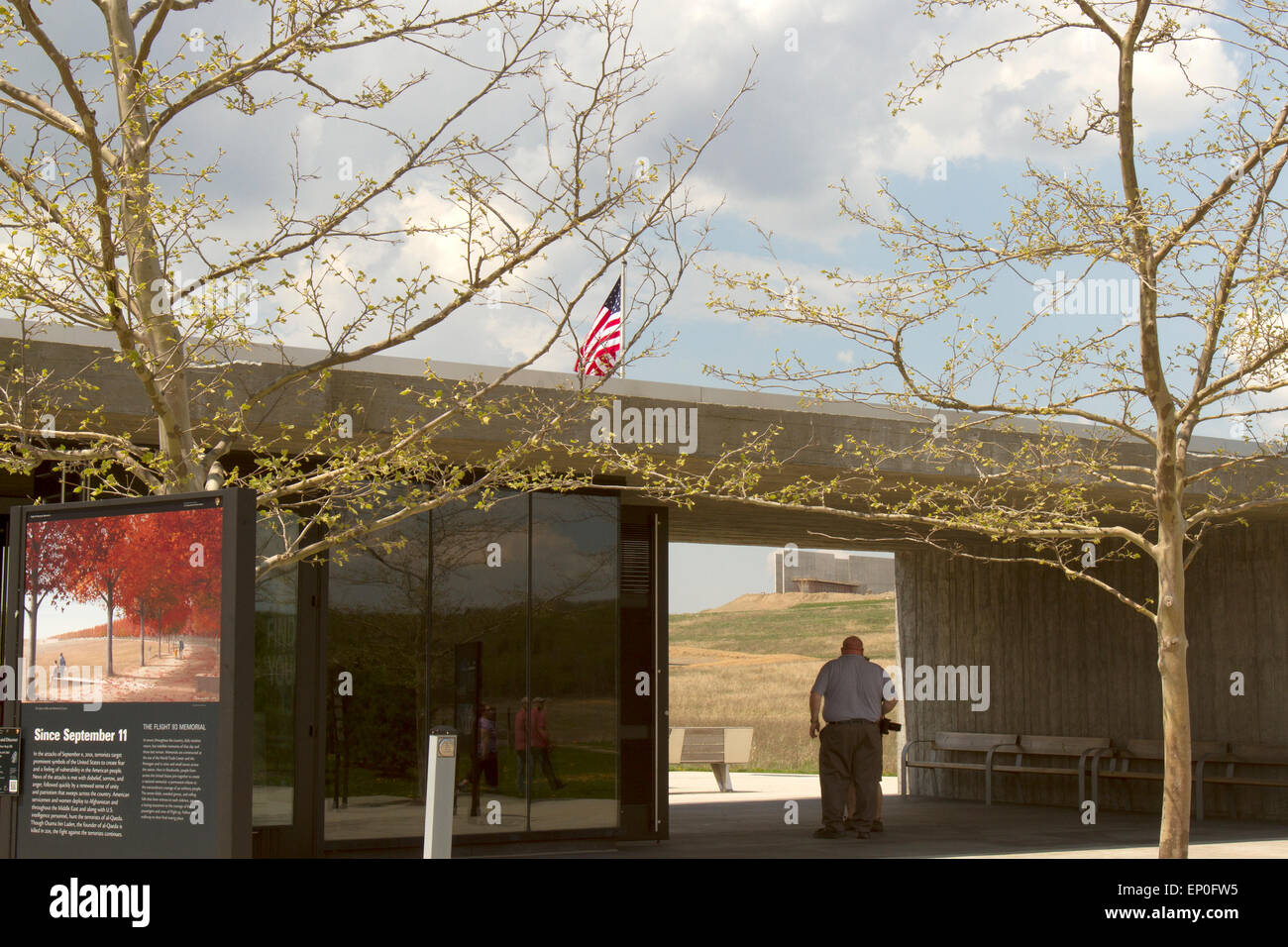 Somerset County, PA, USA - May 8, 2015 : Visitors entering Flight 93 National Memorial through archway showing new visitors cent Stock Photo