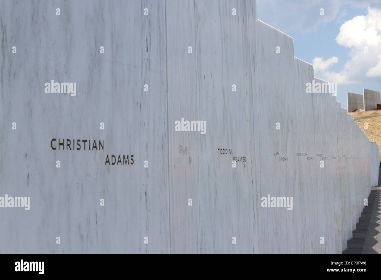 Somerset County, PA, USA - May 8, 2015 : Wall of Names at Flight 93 National Memorial running between visitors center and crash Stock Photo