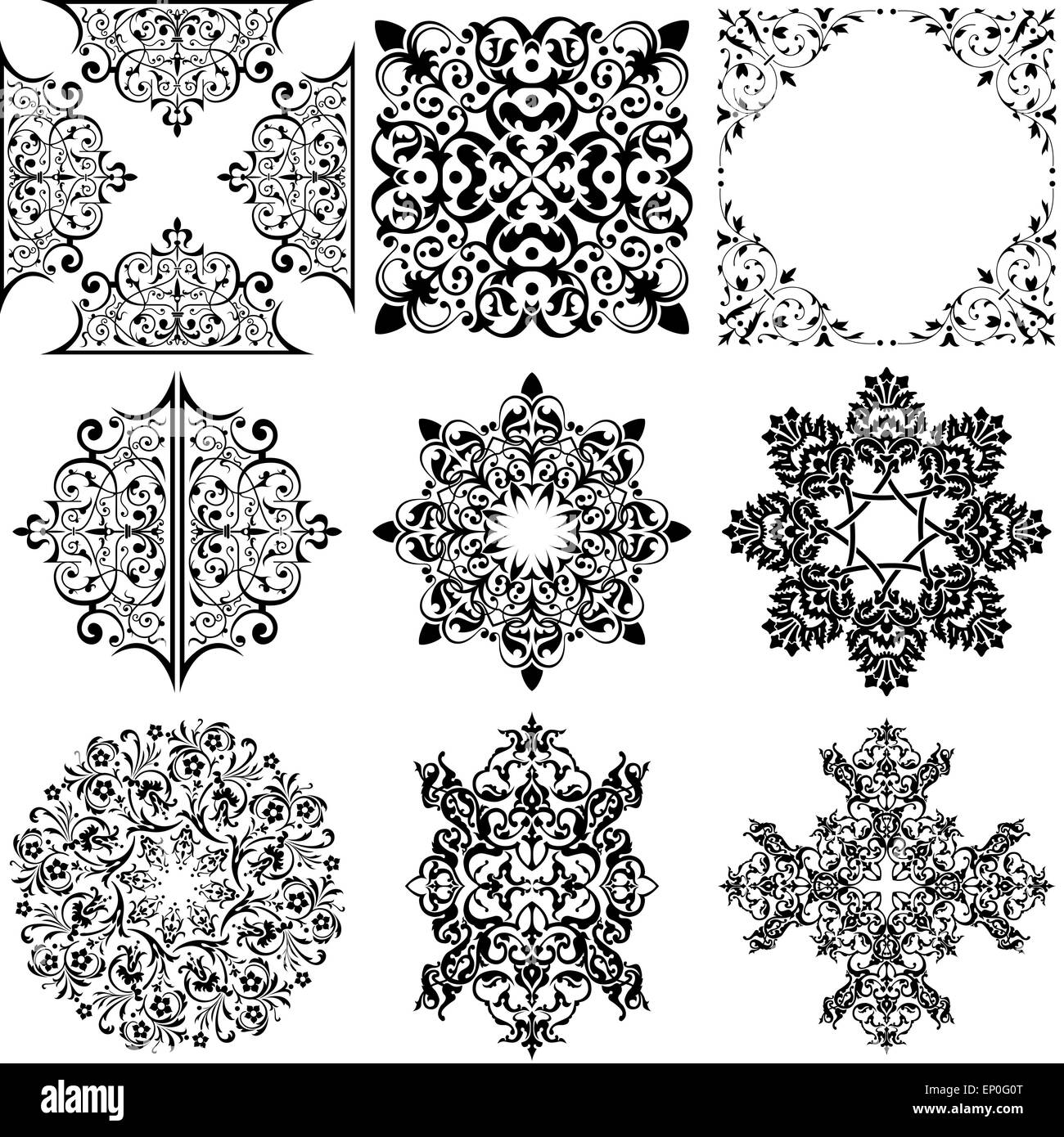 Set of 9 Ornamental Design Elements Stock Photo Alamy