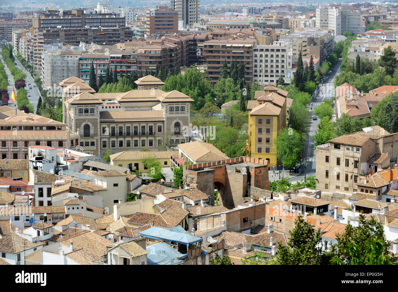 Residential area house houses apartments rooftops Granada Spain Stock