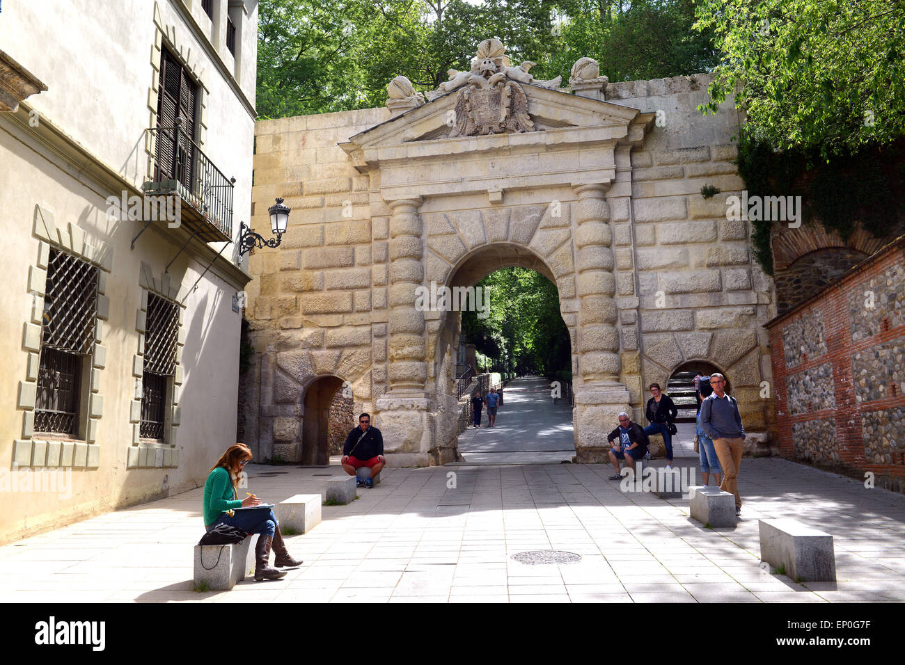 Puerto De Las Granada On Cuesta De Gomerez Entrance To Park Leading To The Alhambra Palace Granada Andalusia Spain Stock Photo Alamy