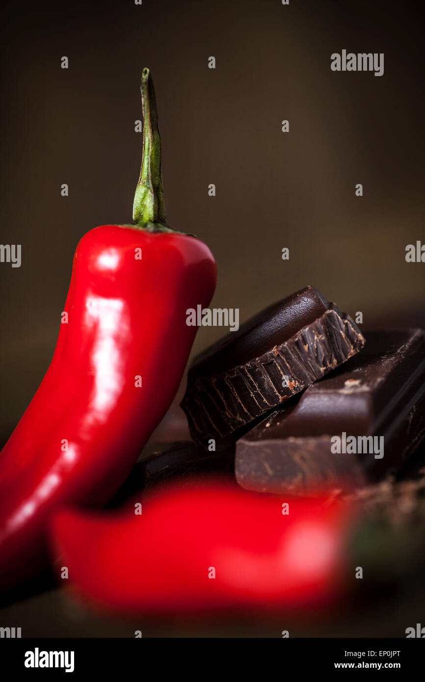 Chili and rich dark chocolate Stock Photo Alamy