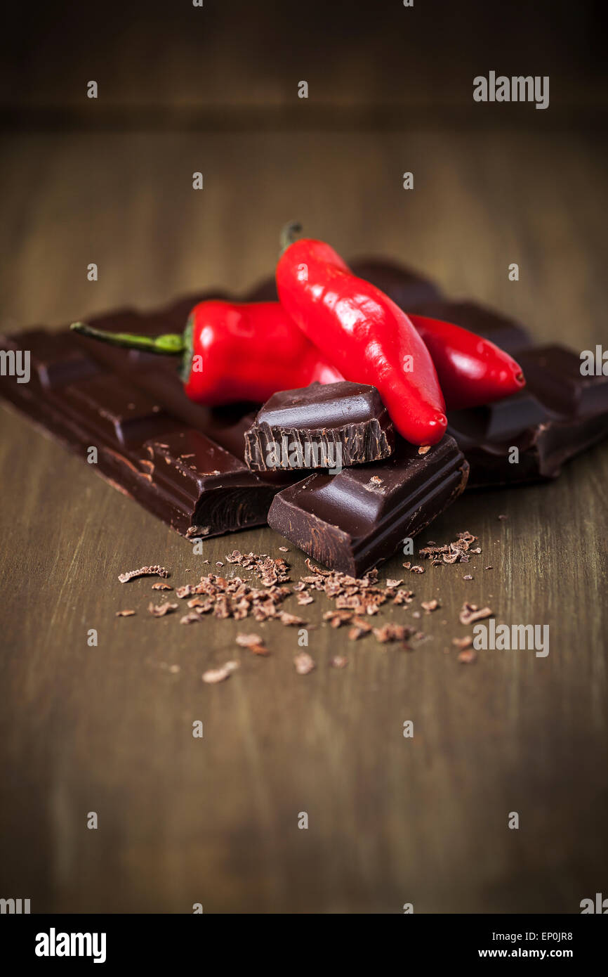 Chili and rich dark chocolate Stock Photo Alamy