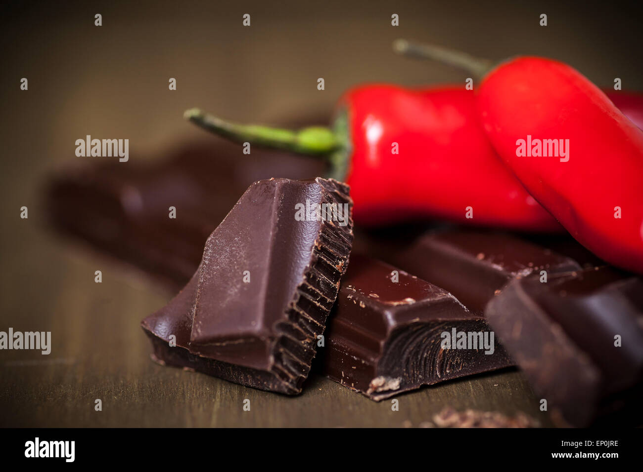 Chili and rich dark chocolate Stock Photo Alamy