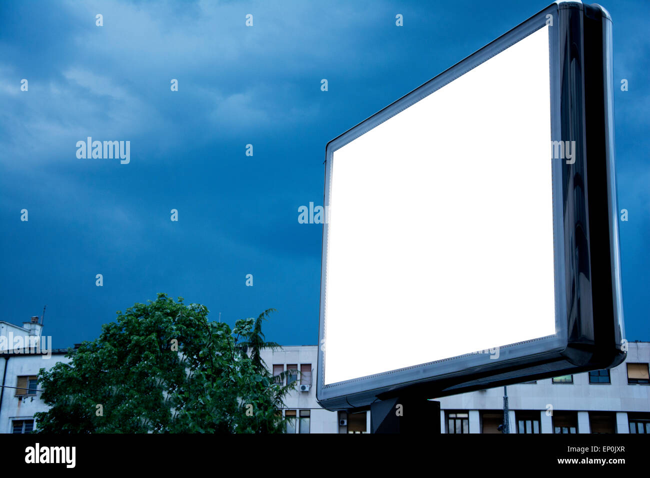 White board on huge billboard in the city center Stock Photo