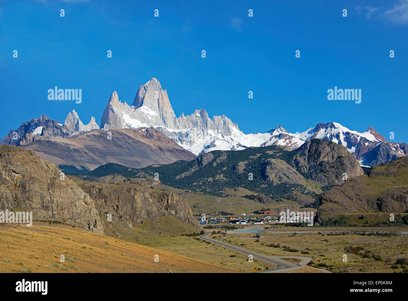 Mount Fitz Roy and Cerro Poincenot Los Glaciares National Park Patagonia Argentina Stock Photo