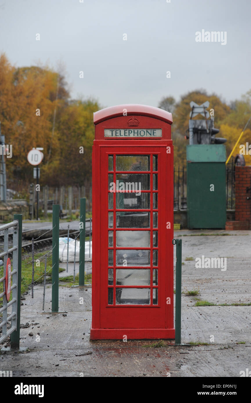 Old red phone box at Elsecar Heritage Centre, Barnsley, South Yorkshire. Picture: Scott Bairstow/Alamy Stock Photo