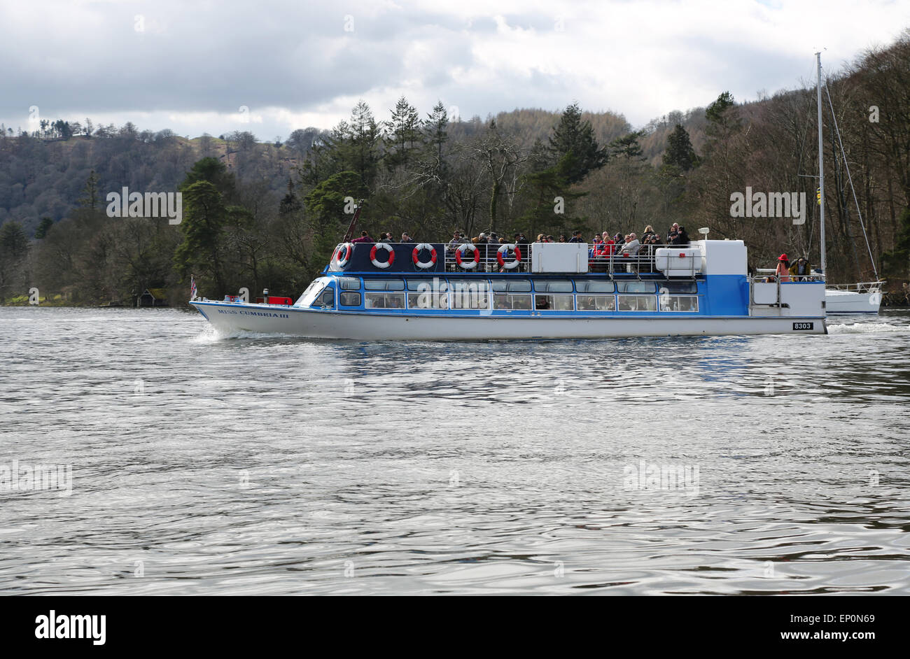 Ferry in Windermere lake in Lake District, UK Stock Photo