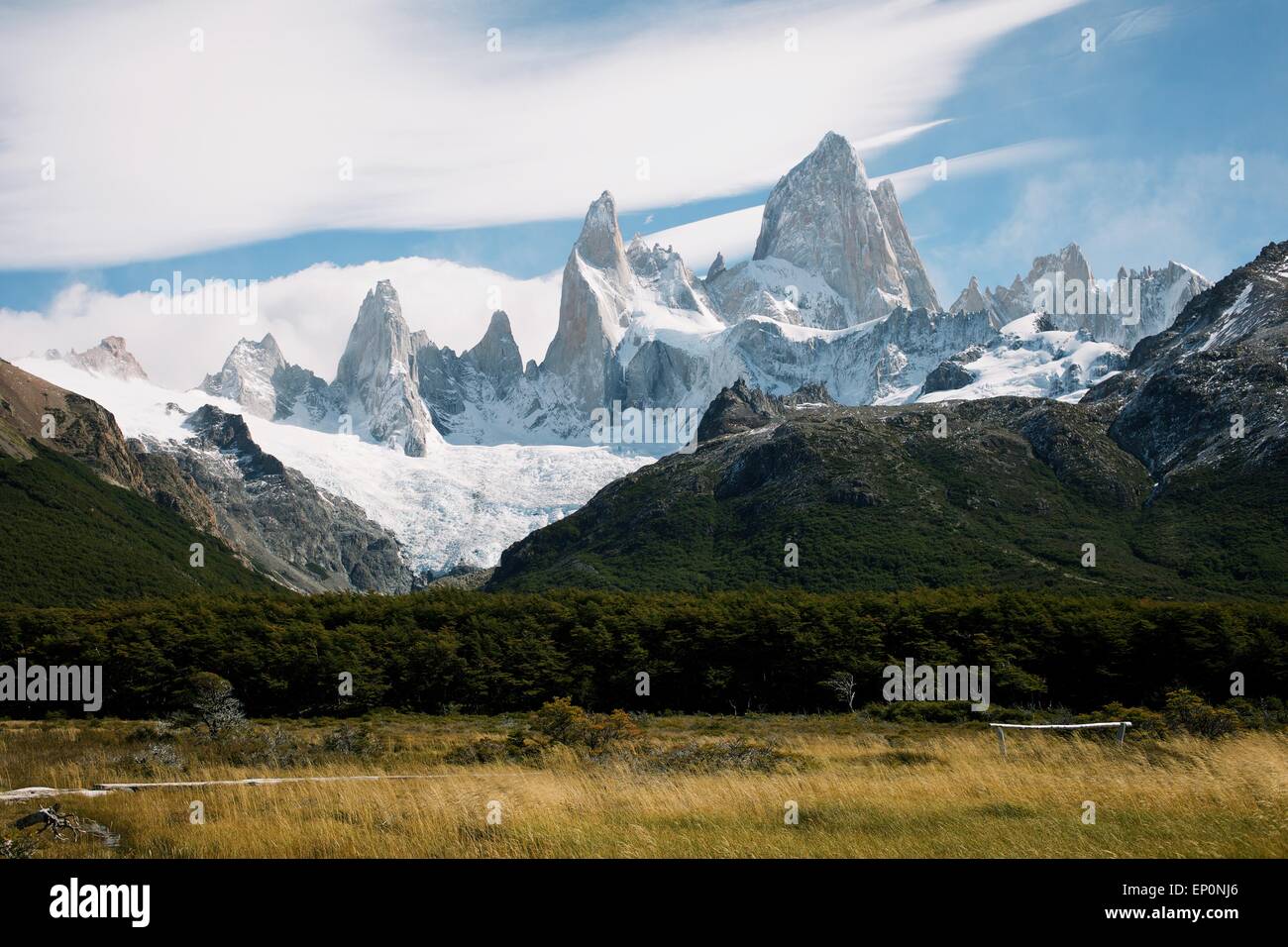 A beautiful view of Monte Fitz Roy, Patagonia, Argentina. Stock Photo
