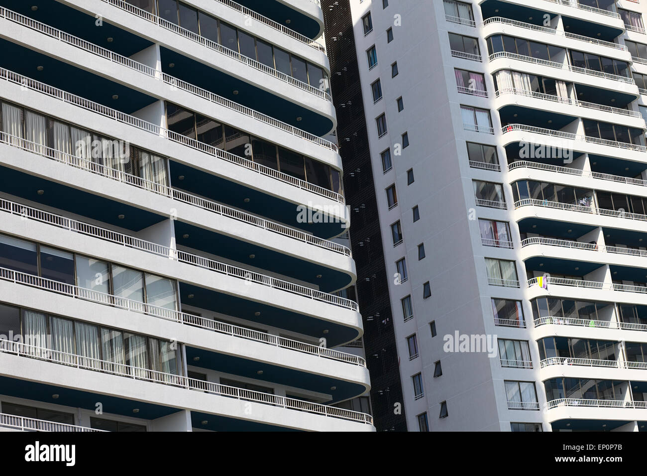Detail of the modern residential building complex called Archipielago Mar Egeo in Iquique, Chile Stock Photo