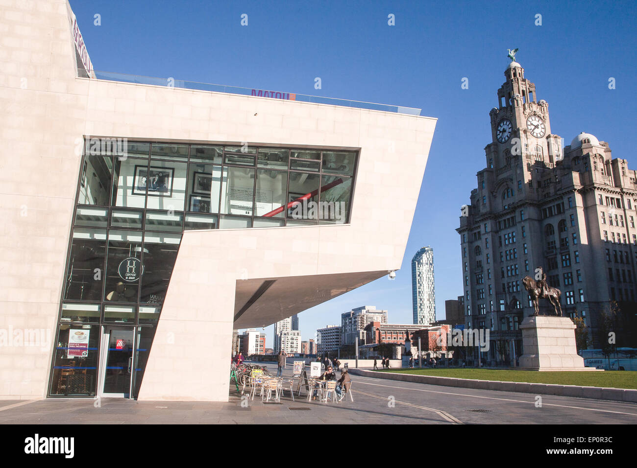 Royal Liver Building with famed Liver Bird symbol of Liverpool atop of
