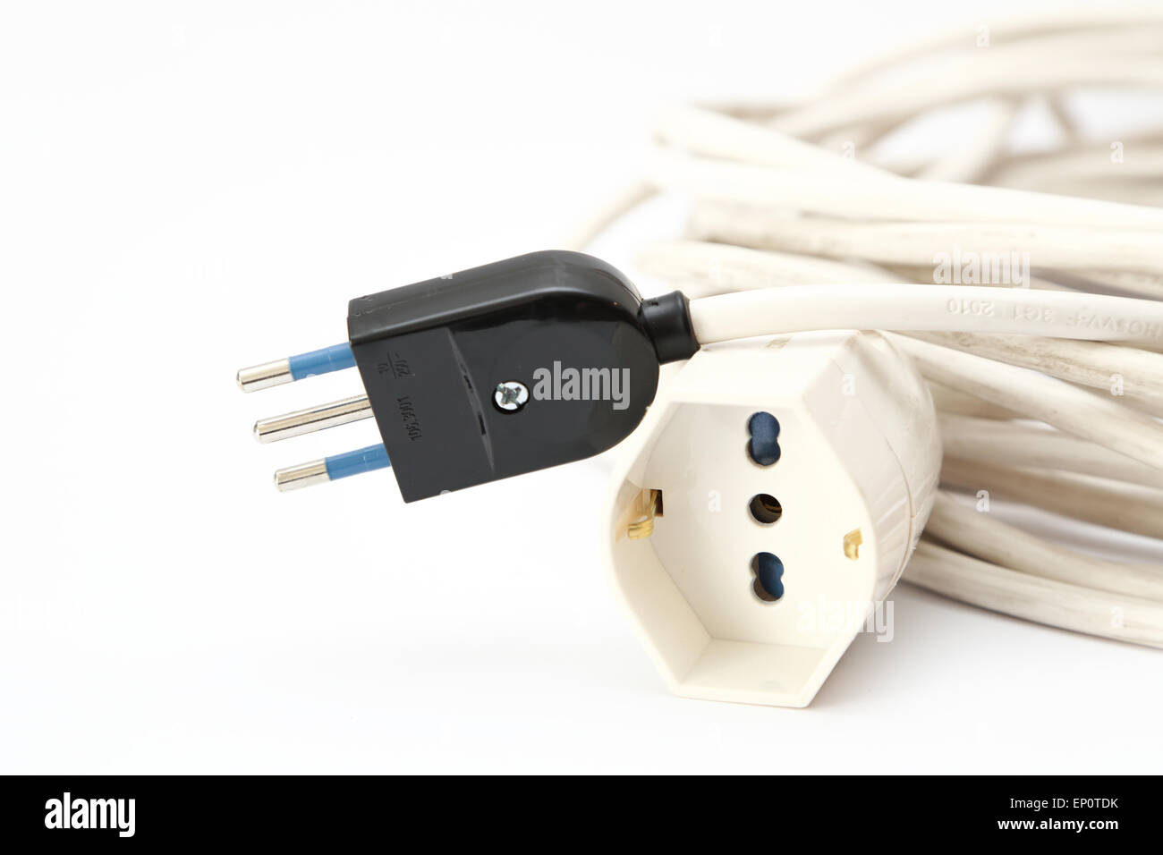 Power cord with plugs and sockets with European plugs Stock Photo Alamy