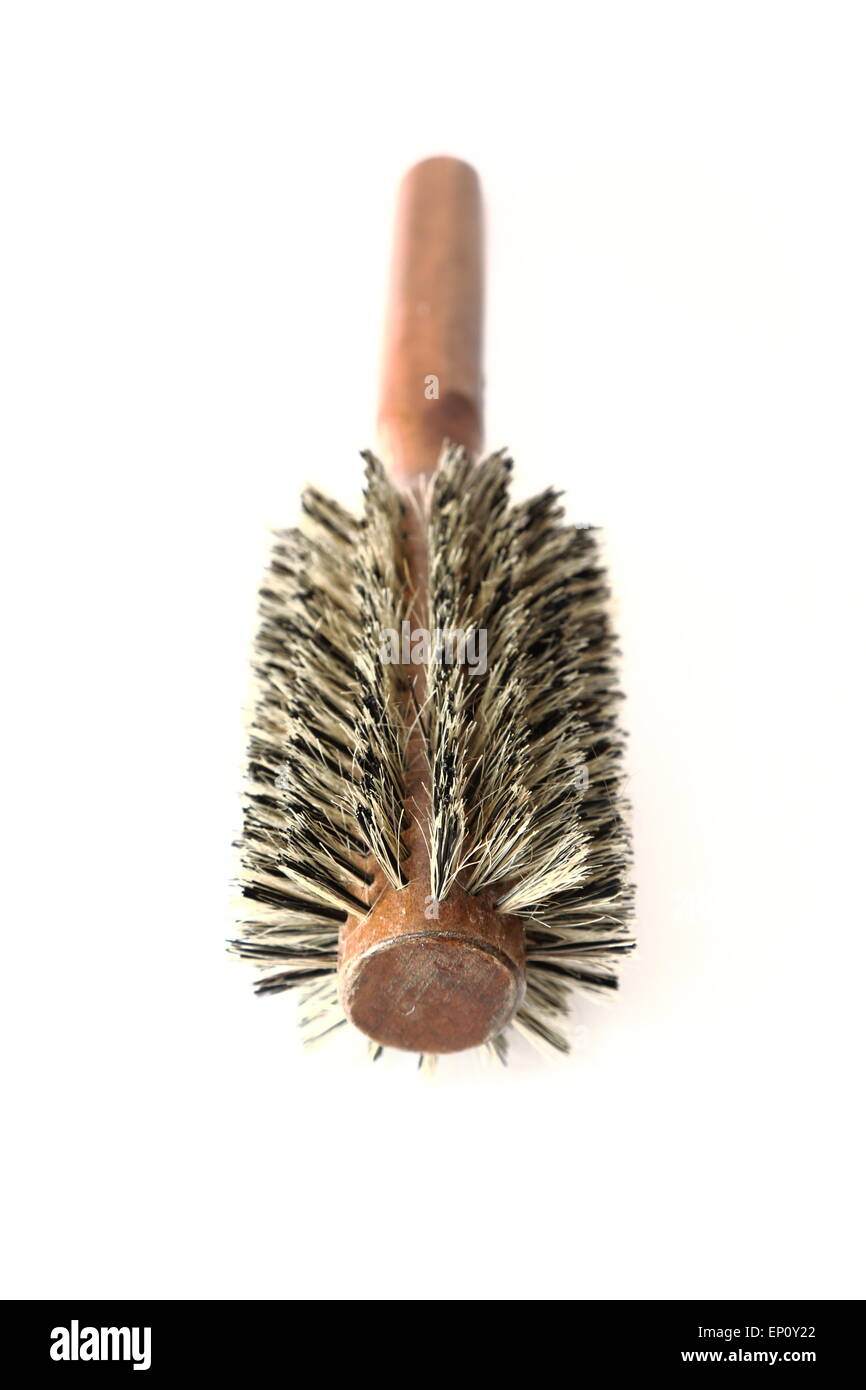 Professional hair brush with wooden handle Stock Photo - Alamy