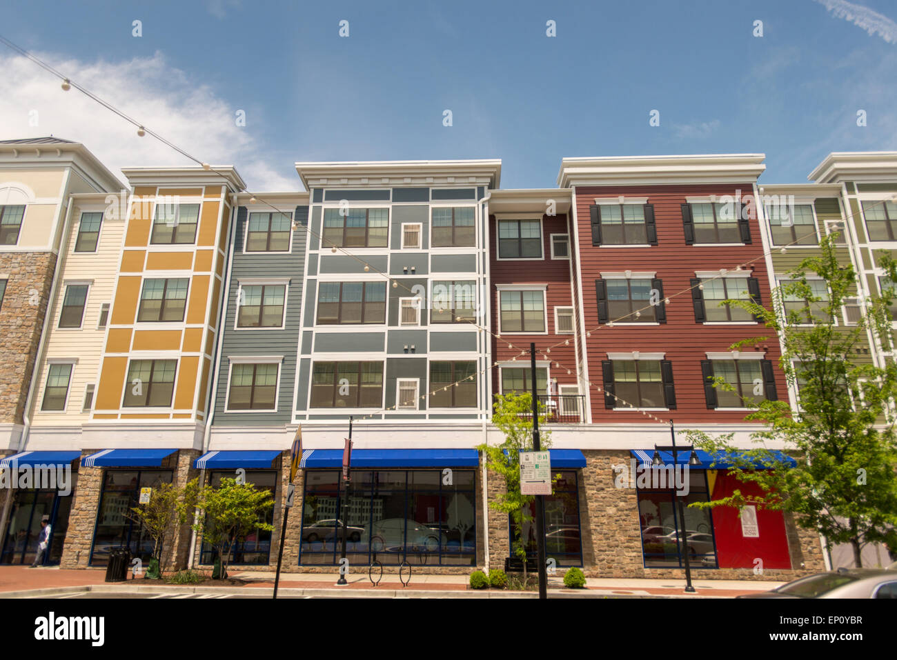 Urban renewal showing shopping and town homes at Rhode Island Row in Washington DC, USA Stock Photo