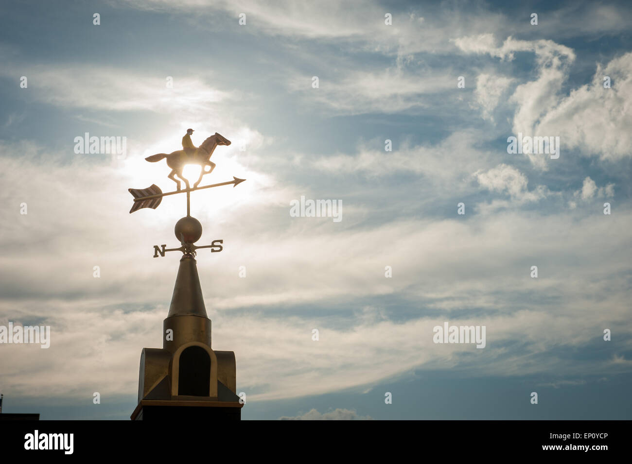 Weather vane of a jockey on a horse in Baltimore, Maryland, USA Stock Photo