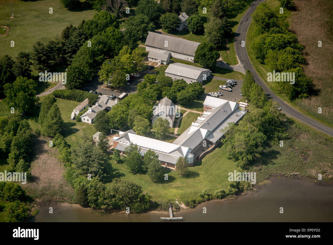 Aerial of a farm in Wye Mills Maryland, USA Stock Photo