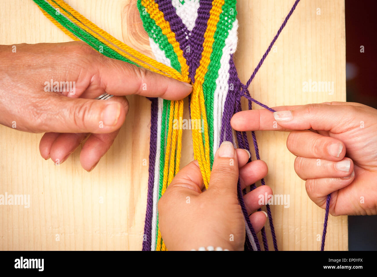 Demonstration of Piscataway hand weaving in Cedarville, Maryland, USA Stock Photo