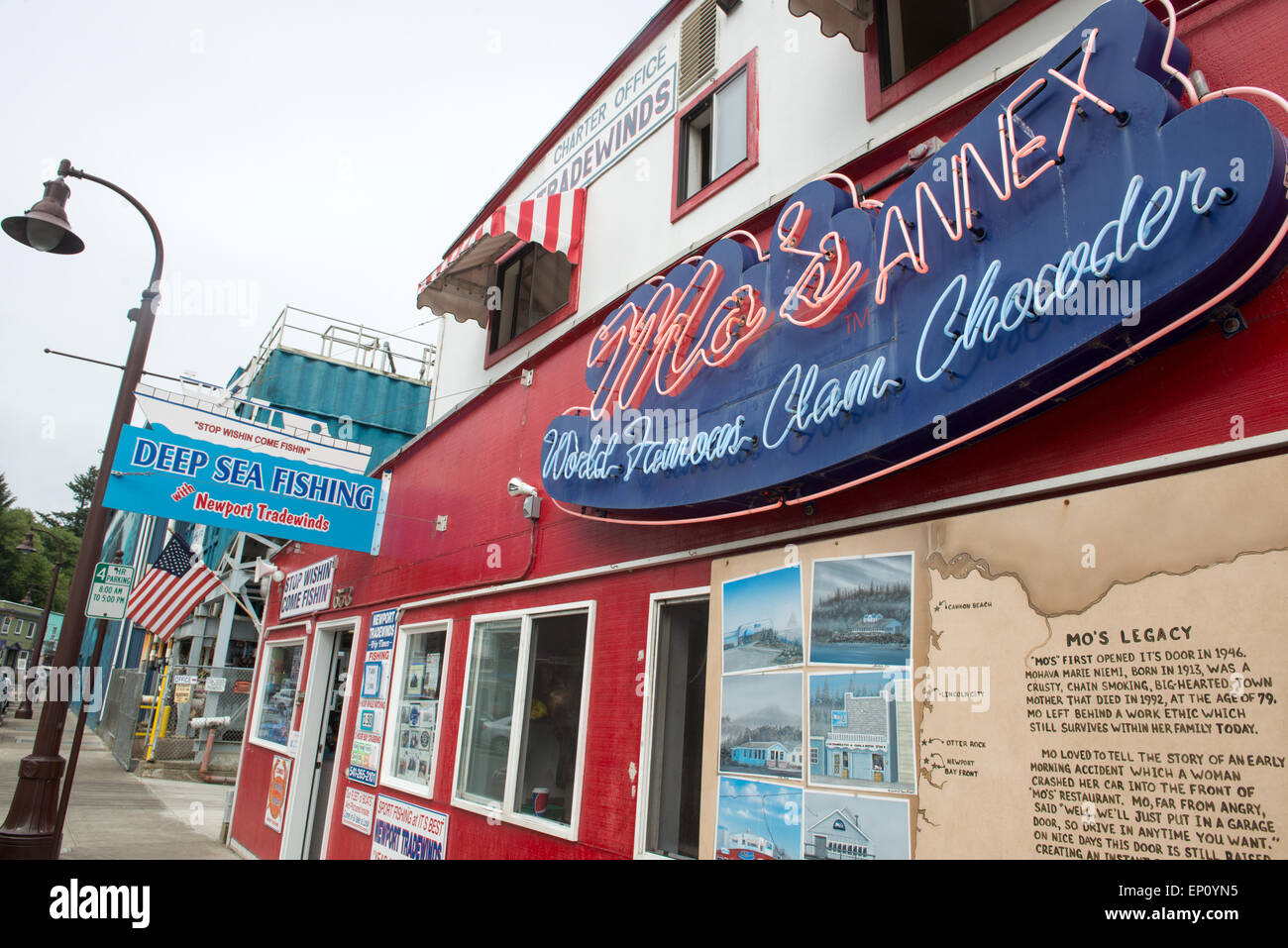 Newport Original Mo's World Famous Clam Chowder in Oregon, USA Stock Photo