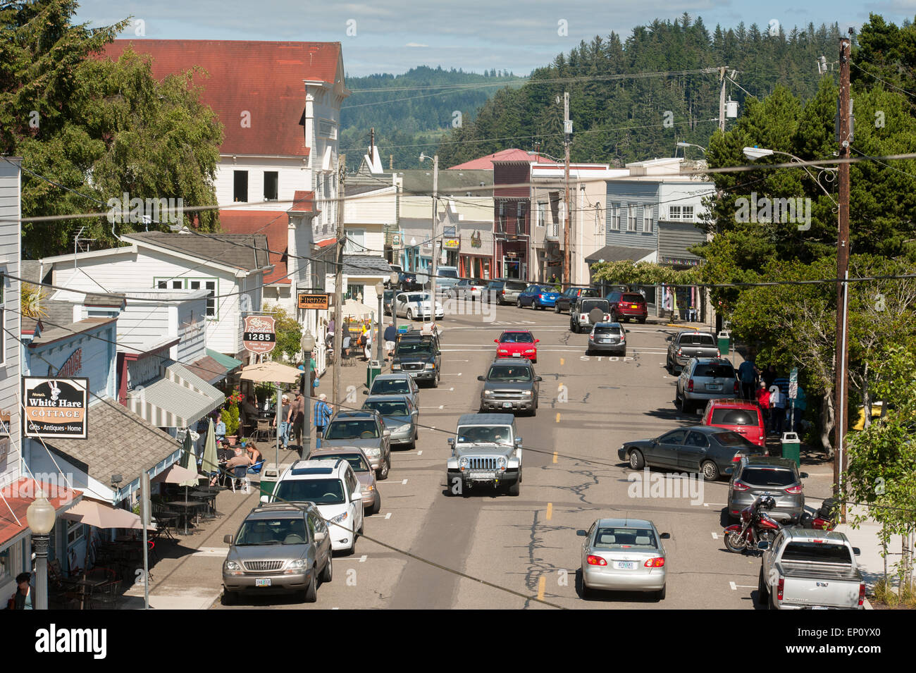 Busy street in Florence, Oregon, USA Stock Photo Alamy
