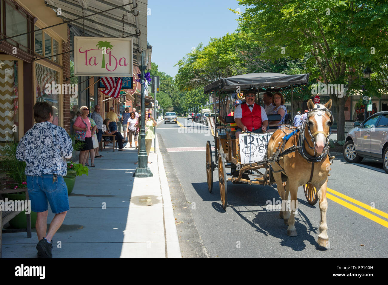 Horse and Carriage ride in downtown Berlin, Maryland, USA Stock Photo