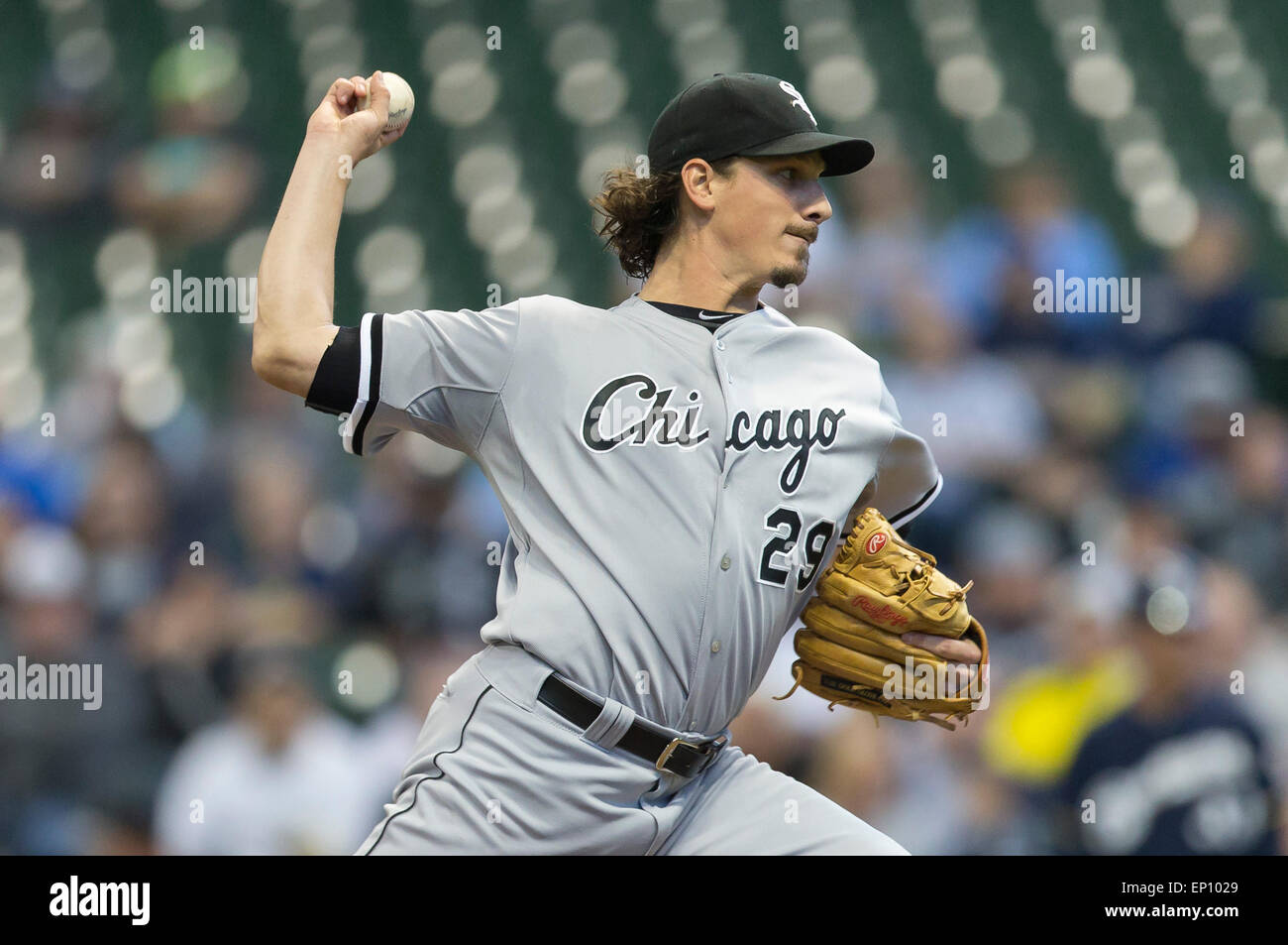 Milwaukee, WI, USA. 11th May, 2015. Chicago White Sox starting pitcher Jeff Samardzija #29 delivers a pitch in the Major League Baseball game between the Milwaukee Brewers and the Chicago White Sox at Miller Park in Milwaukee, WI. Brewers defeated the Sox 10-7. John Fisher/CSM/Alamy Live News Stock Photo