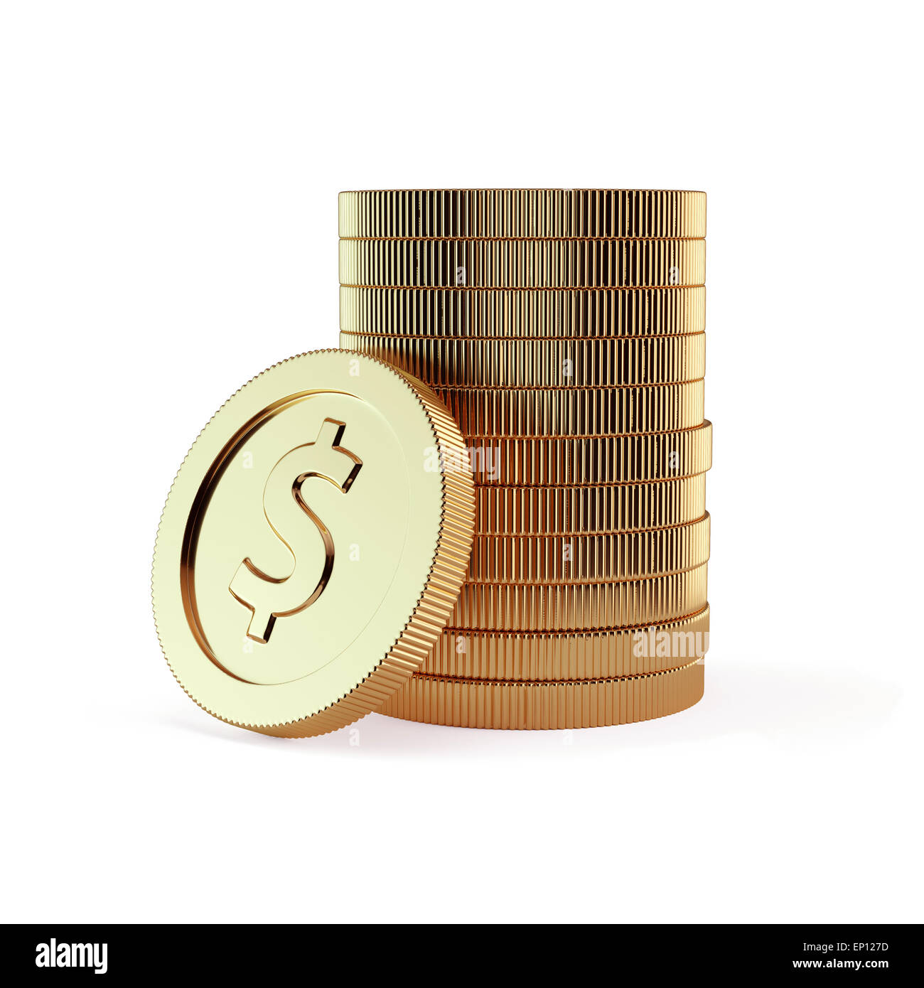 3d rendering stacks of golden coins isolated on a white background ...