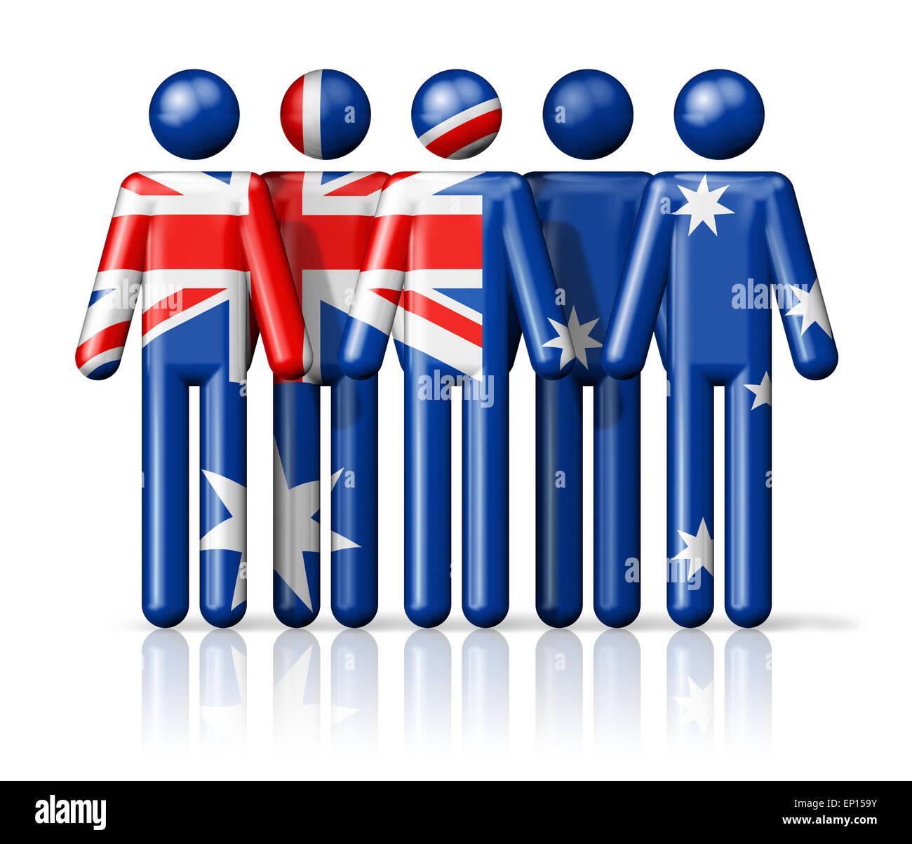 Flag of Australia on stick figure national and social community