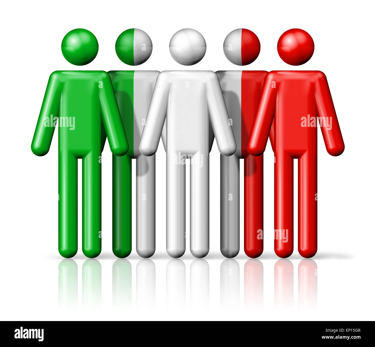 Flag of Italy on stick figure - national and social community symbol 3D icon Stock Photo