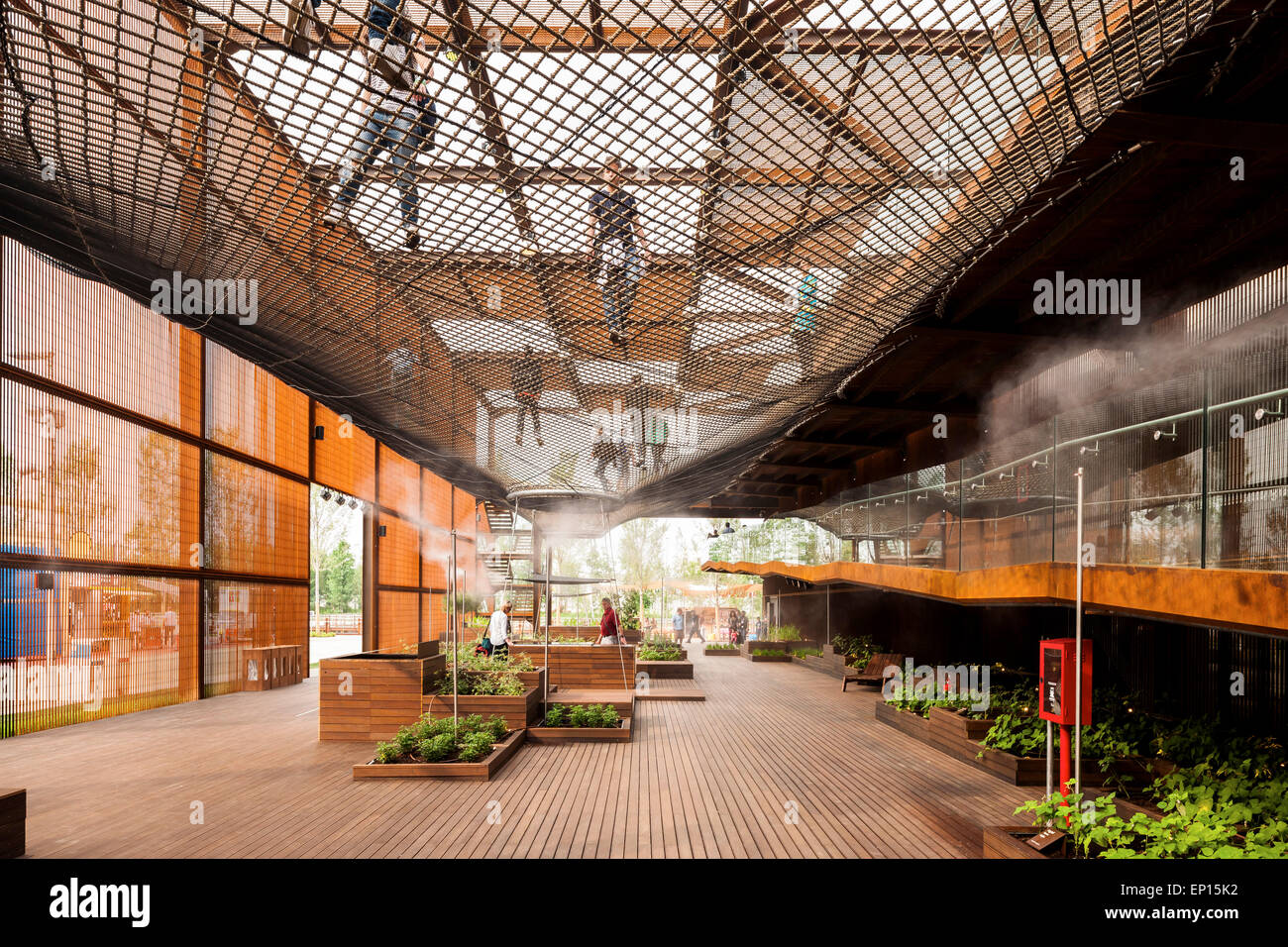 Ground Floor With Planters Ramp And Net Structure Milan Expo 2015 Stock Photo Alamy