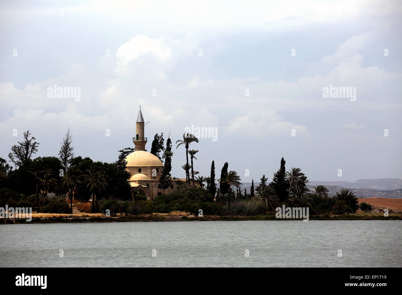 Mosque, Larnaca, Cyprus, Hala Sultan Tekkesi, Hala Sultan Tekke. Stock Photo