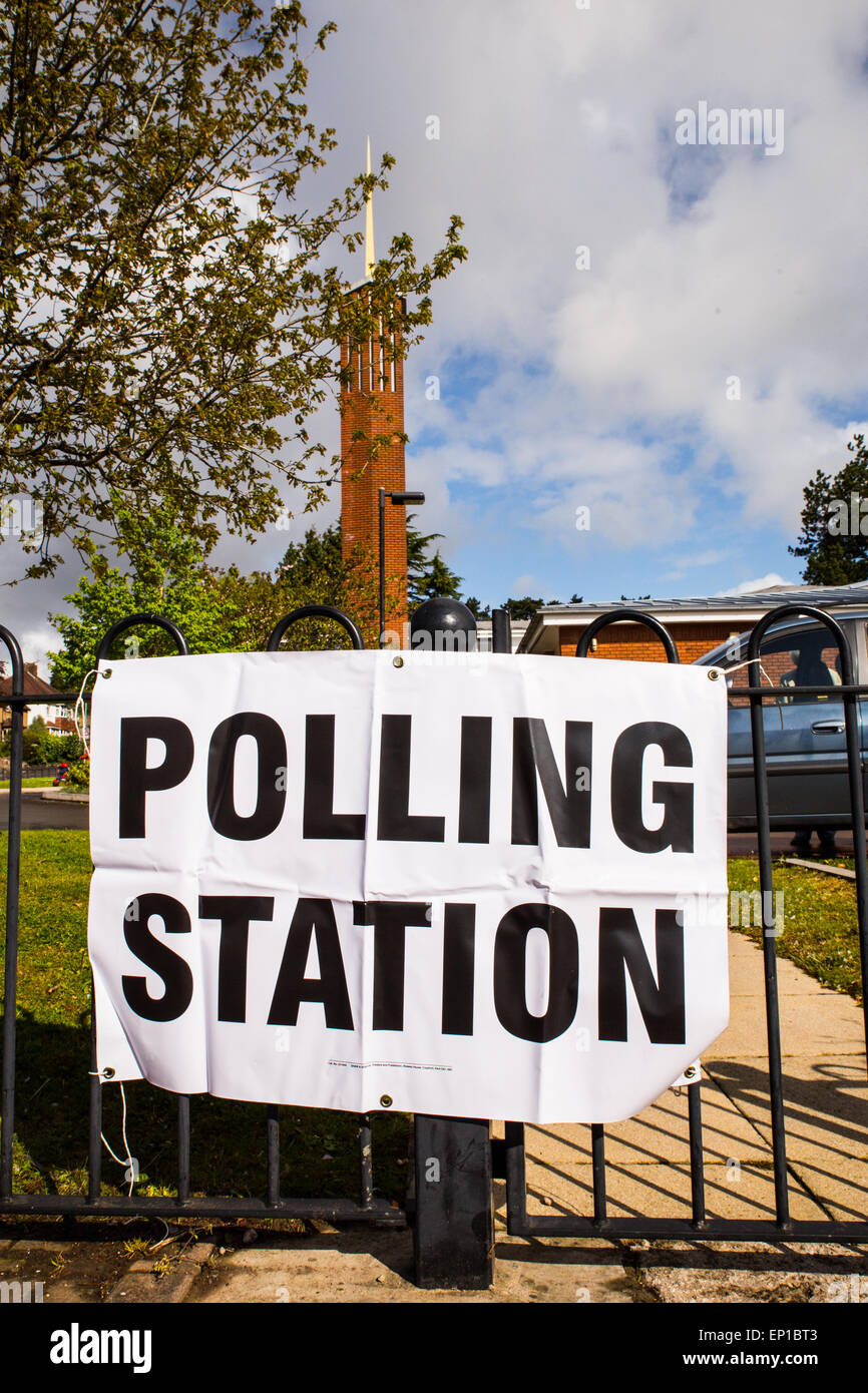 Polling Station sign from UK General Election 2015 Stock Photo