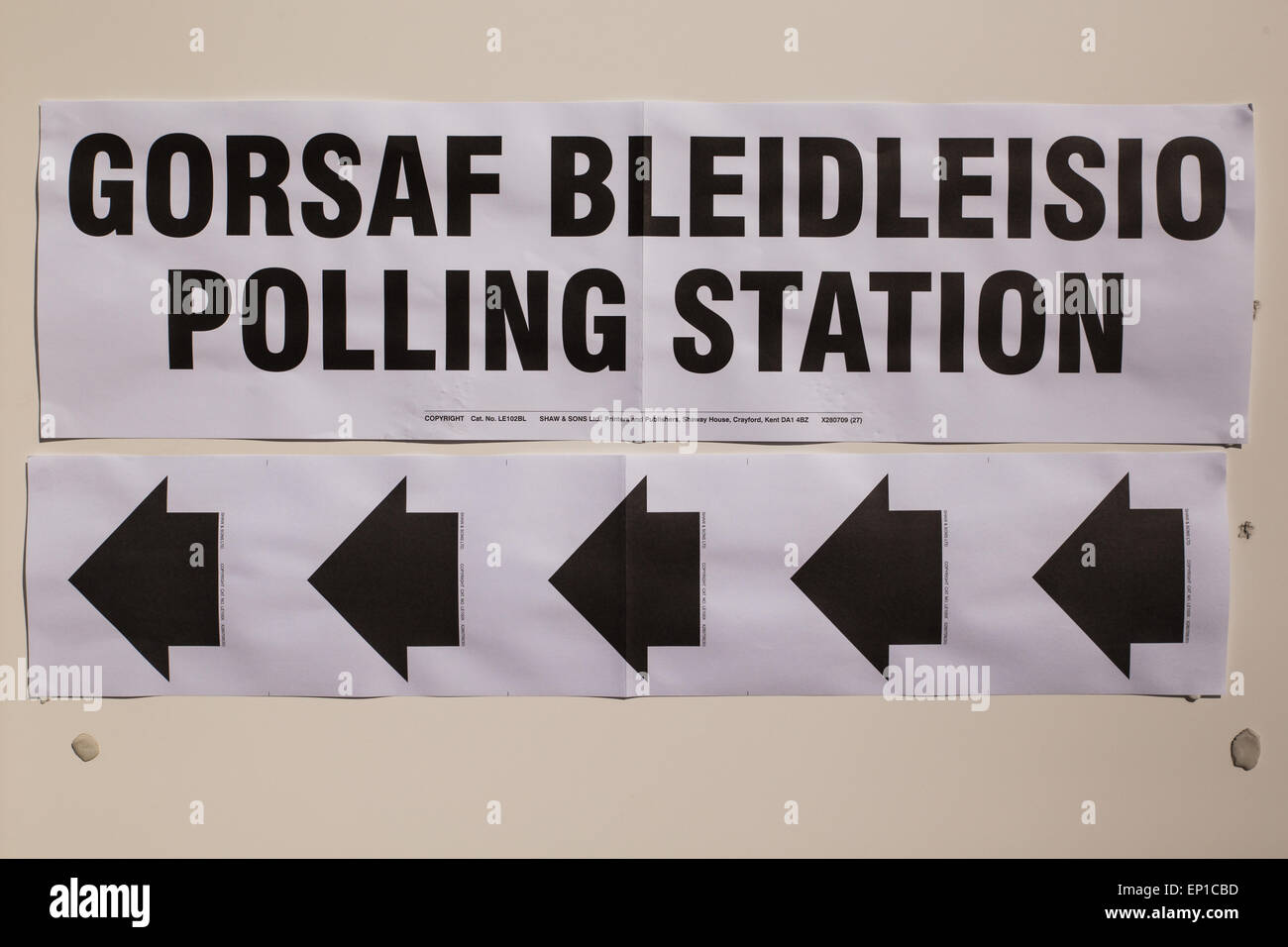 Polling Station sign from UK General Election 2015 Stock Photo